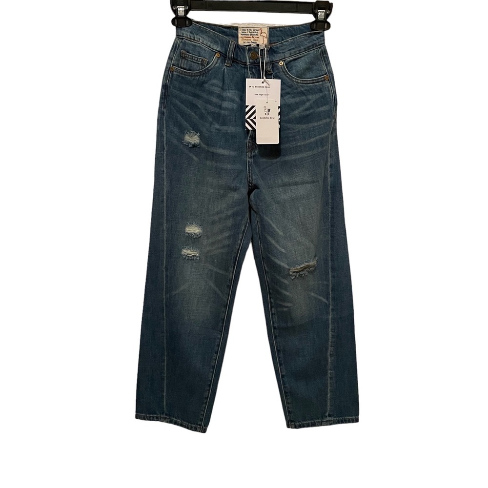 NWT Sandrine Rose Free People distressed Jeans size 24 Button Fly High Rise